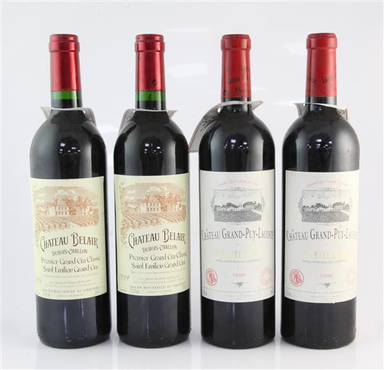 Four bottles of 1999 claret